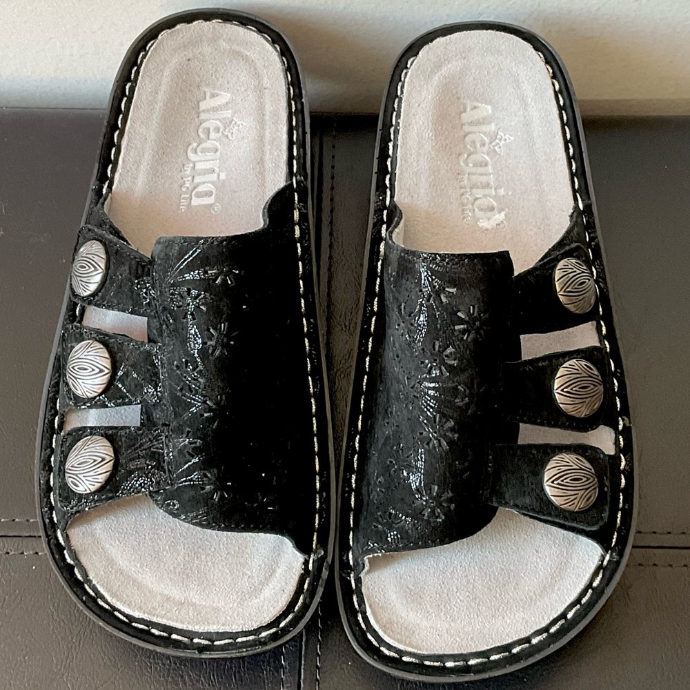 Alegria Leather Adjustable Slide Sandals Julee Vinel - NWOT